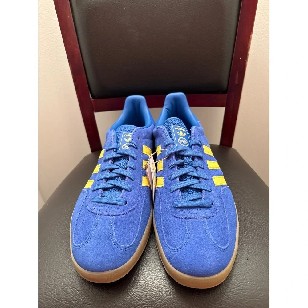 New Adidas Gazelle Indoor Blue Yellow Gum Sole Men's Size 13 Sneakers JQ2691